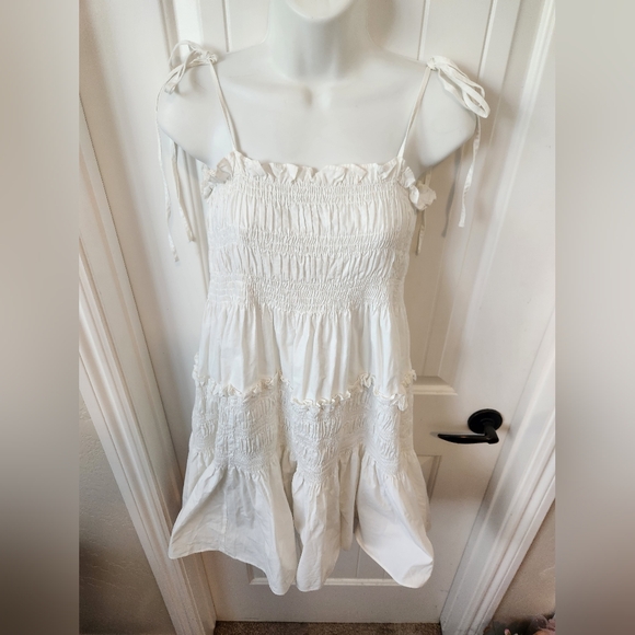 Pinch Tiered Smocked Mini Dress White | Size Small | NWOT - Picture 3 of 9